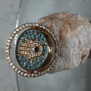 925 Evil Eye & Hamsa, London Blue & White Topaz, Reversible. PRICE IS FIRM.